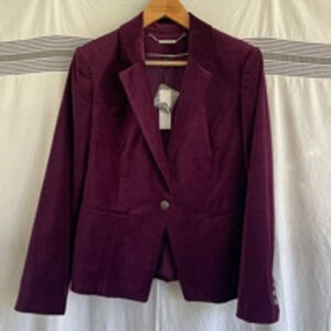 White House Black Market Rich Plum Velvet Jacket: Size 8 Womens NWT